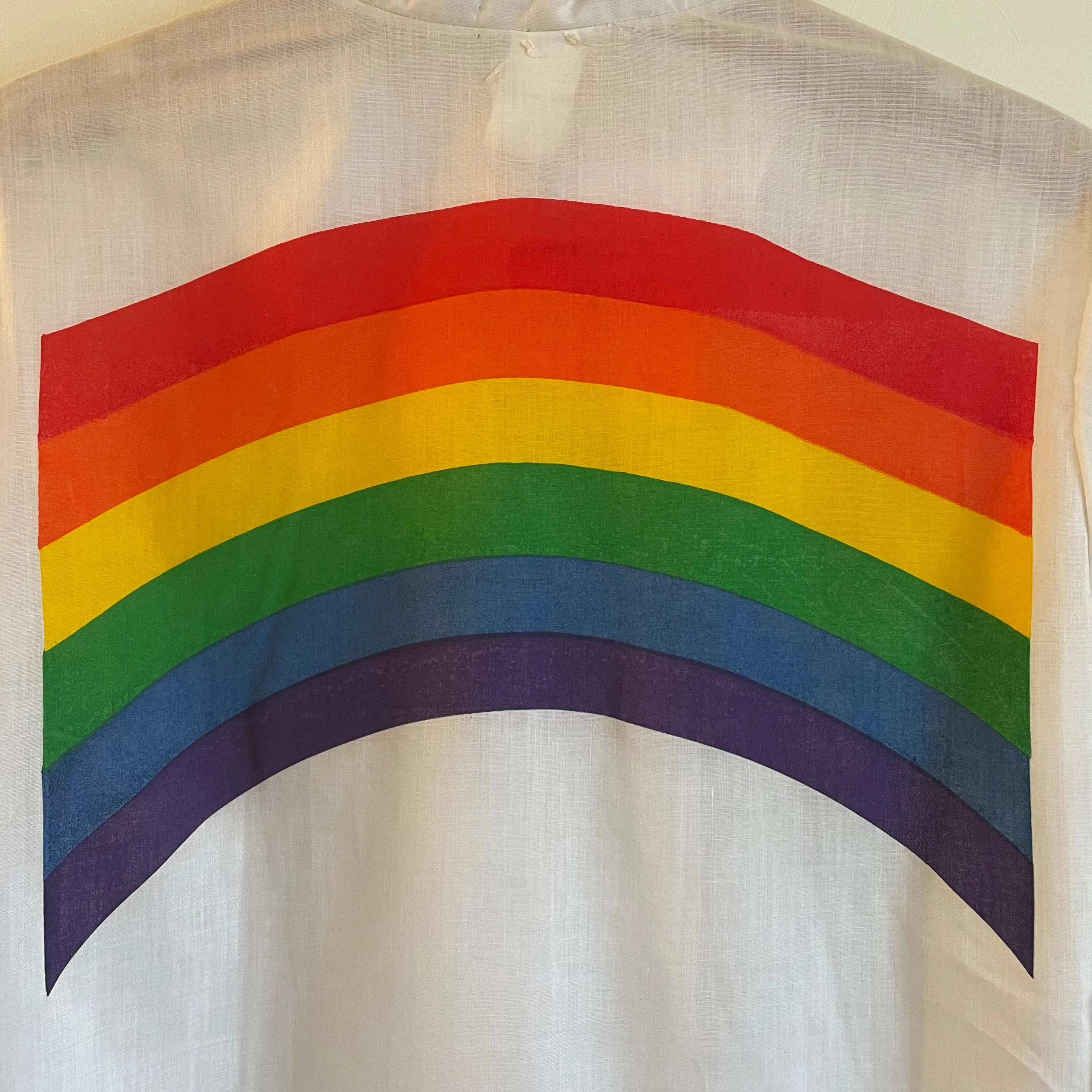 Vintage Deadstock Rainbow blouse with Neck Tie // size Small