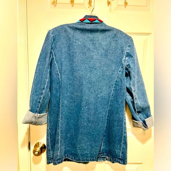 VINTAGE DENIM BLAZER BEADED FLORAL BY IVANA TRUMP 💐❤️‍🔥