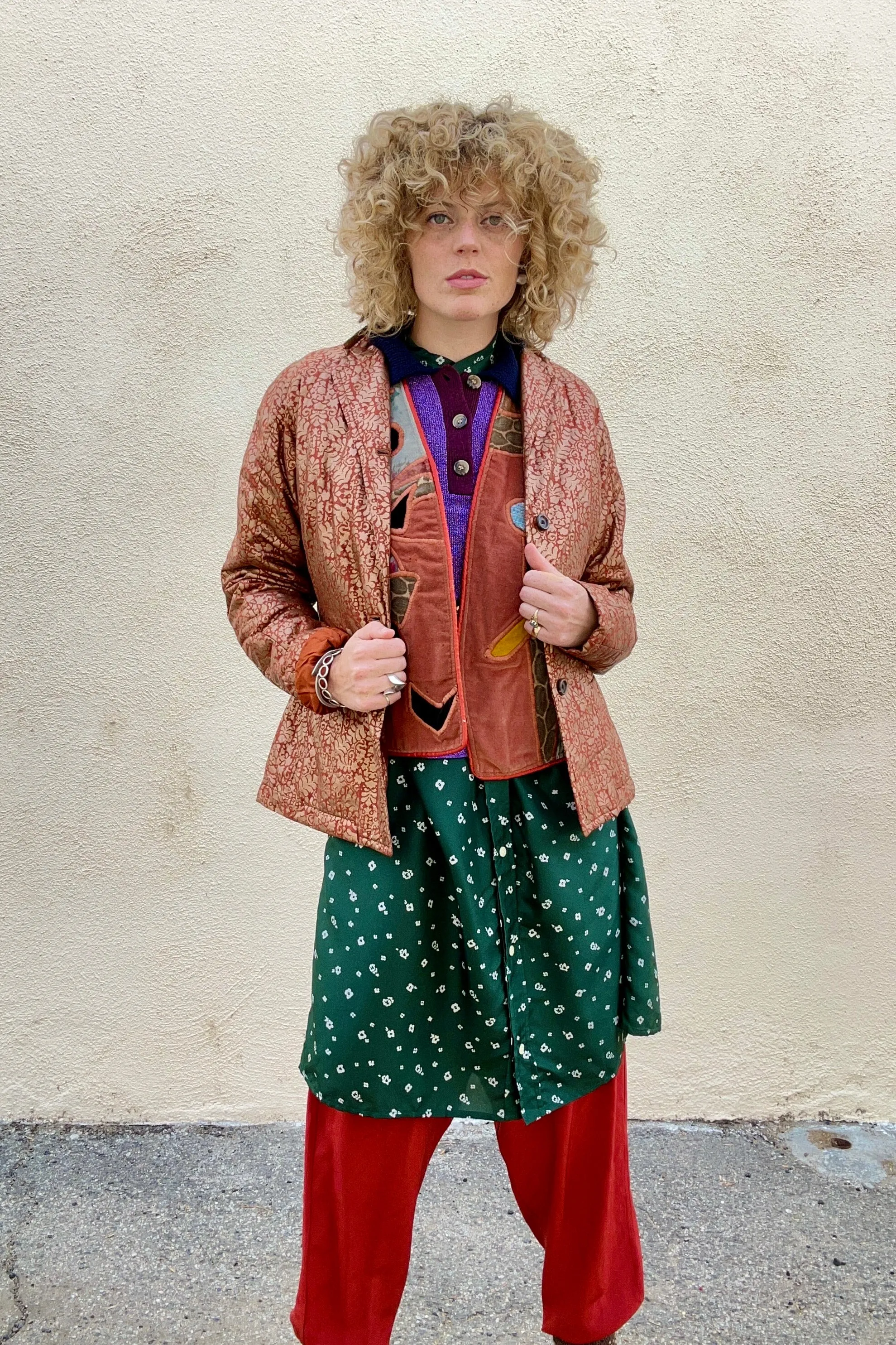 Vintage Dries van Noten Rust Gold Quilted Blazer