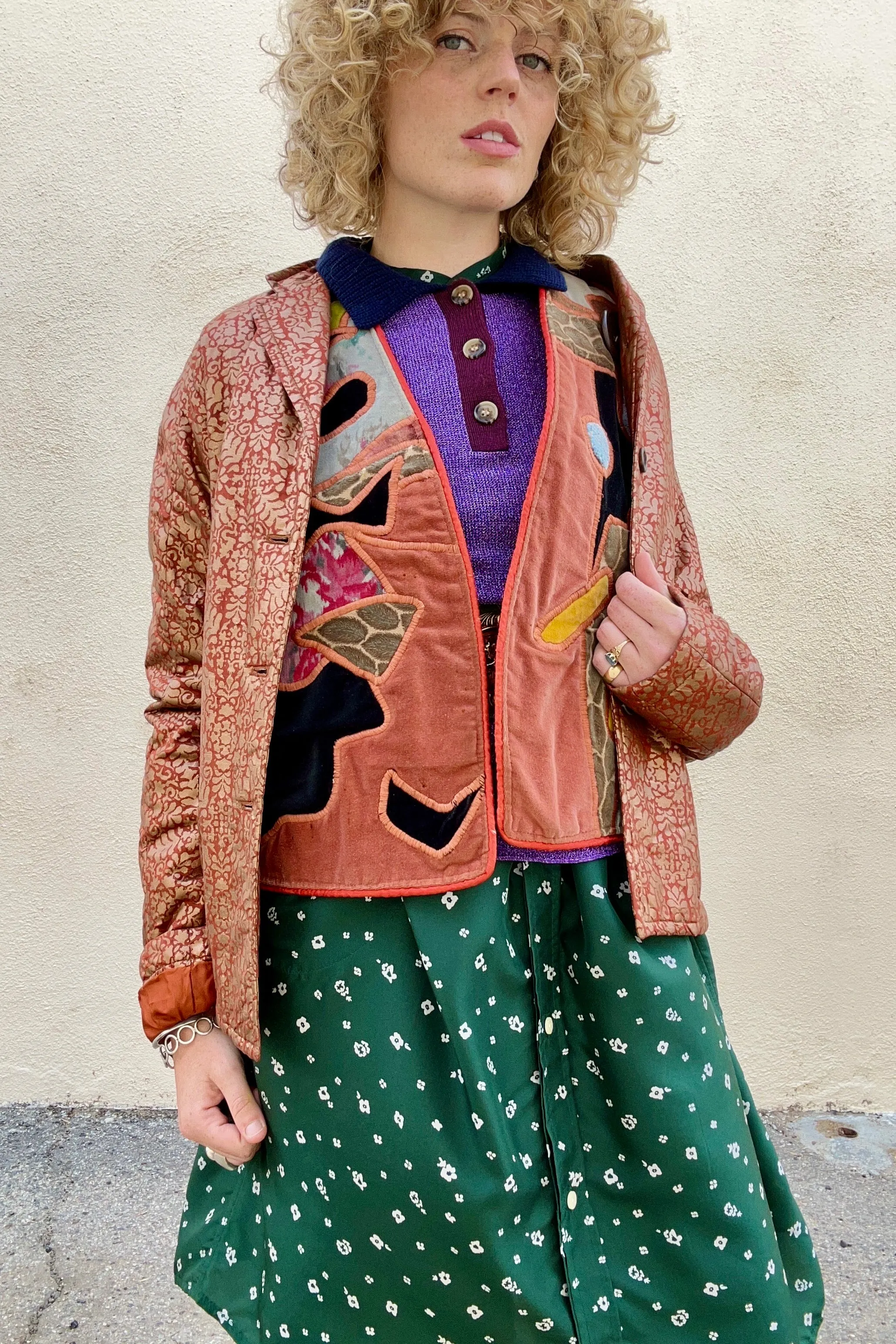 Vintage Dries van Noten Rust Gold Quilted Blazer