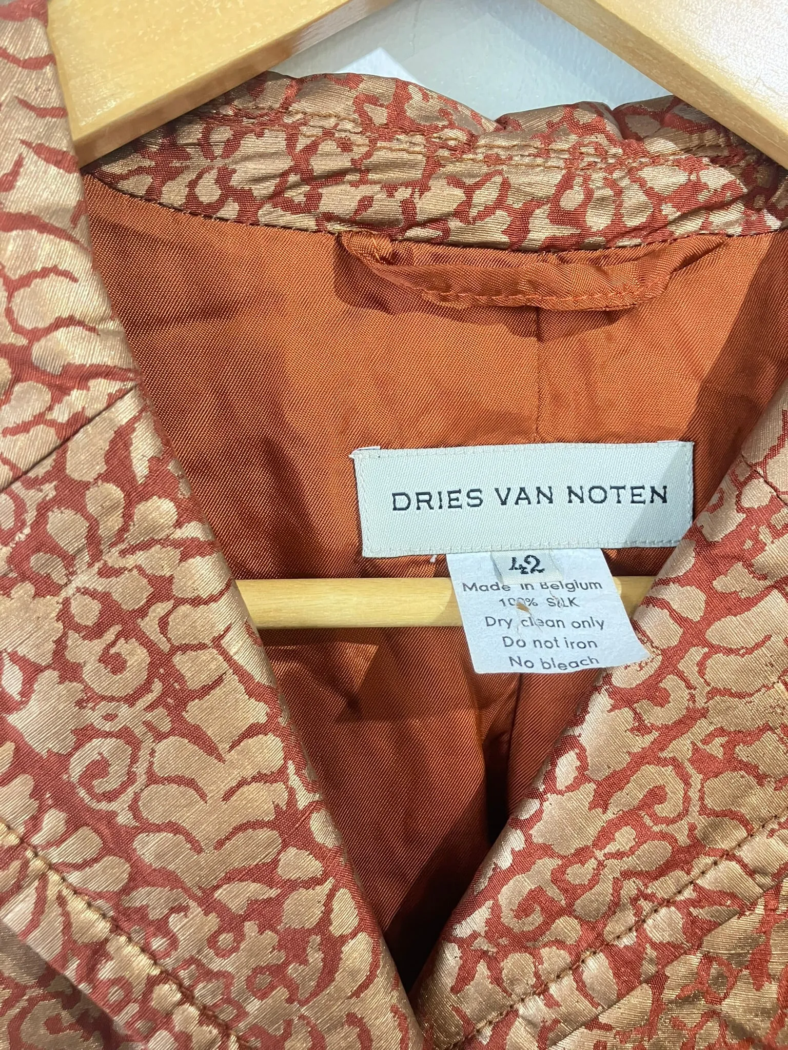 Vintage Dries van Noten Rust Gold Quilted Blazer