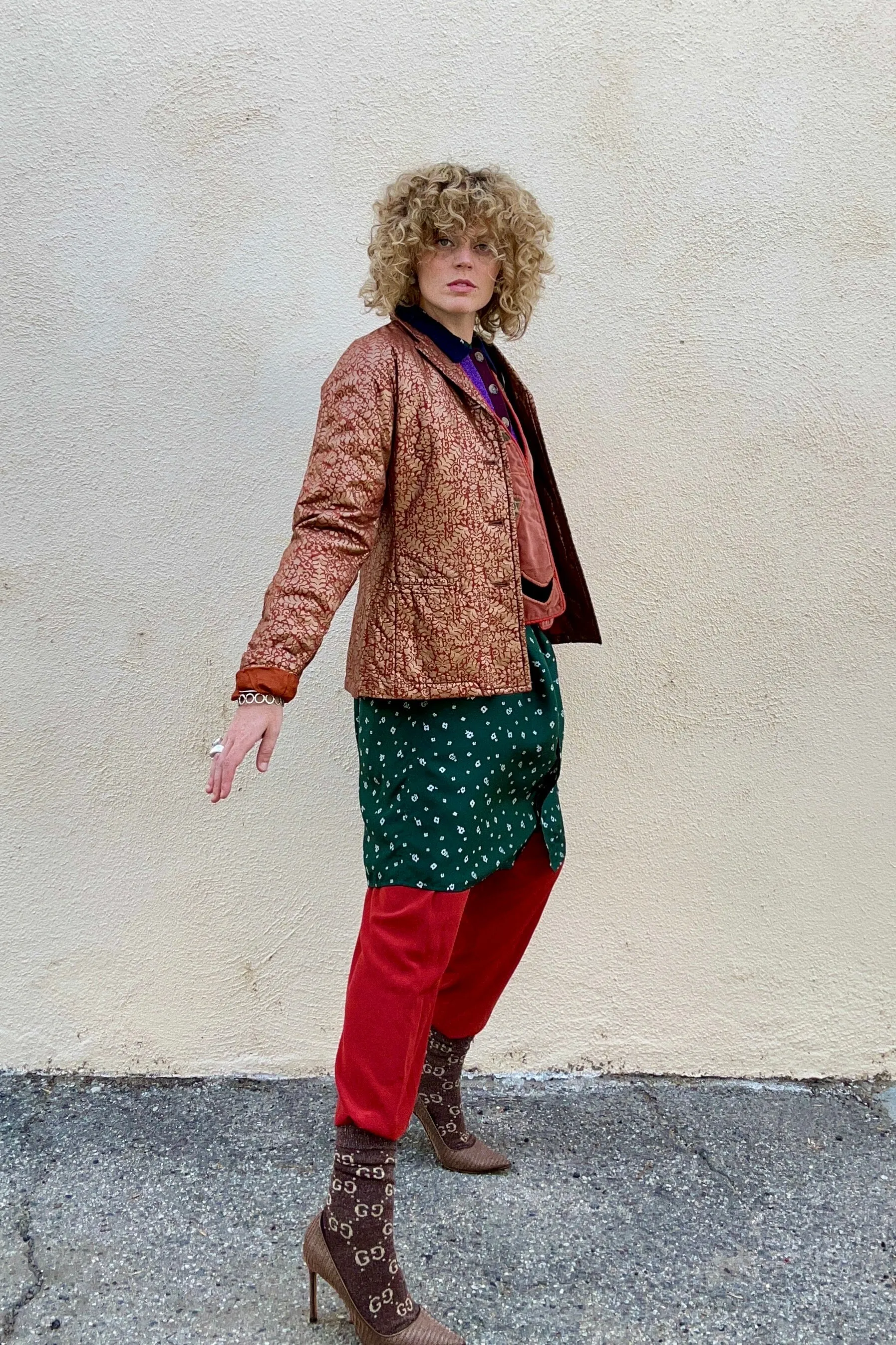 Vintage Dries van Noten Rust Gold Quilted Blazer