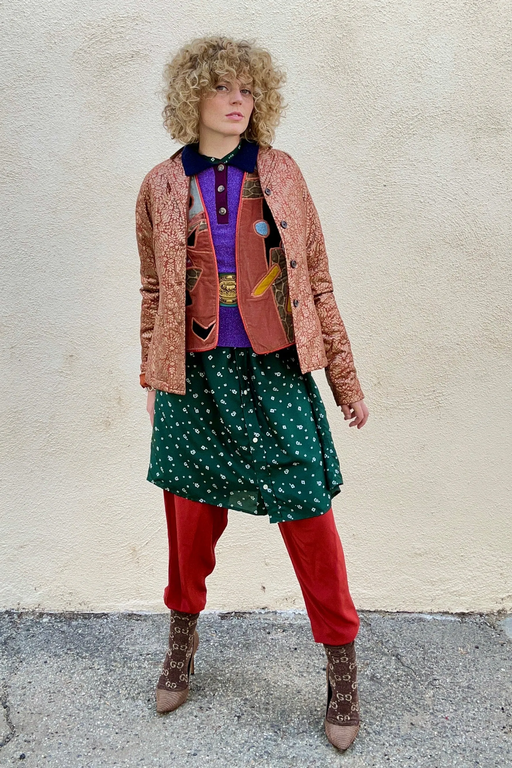 Vintage Dries van Noten Rust Gold Quilted Blazer