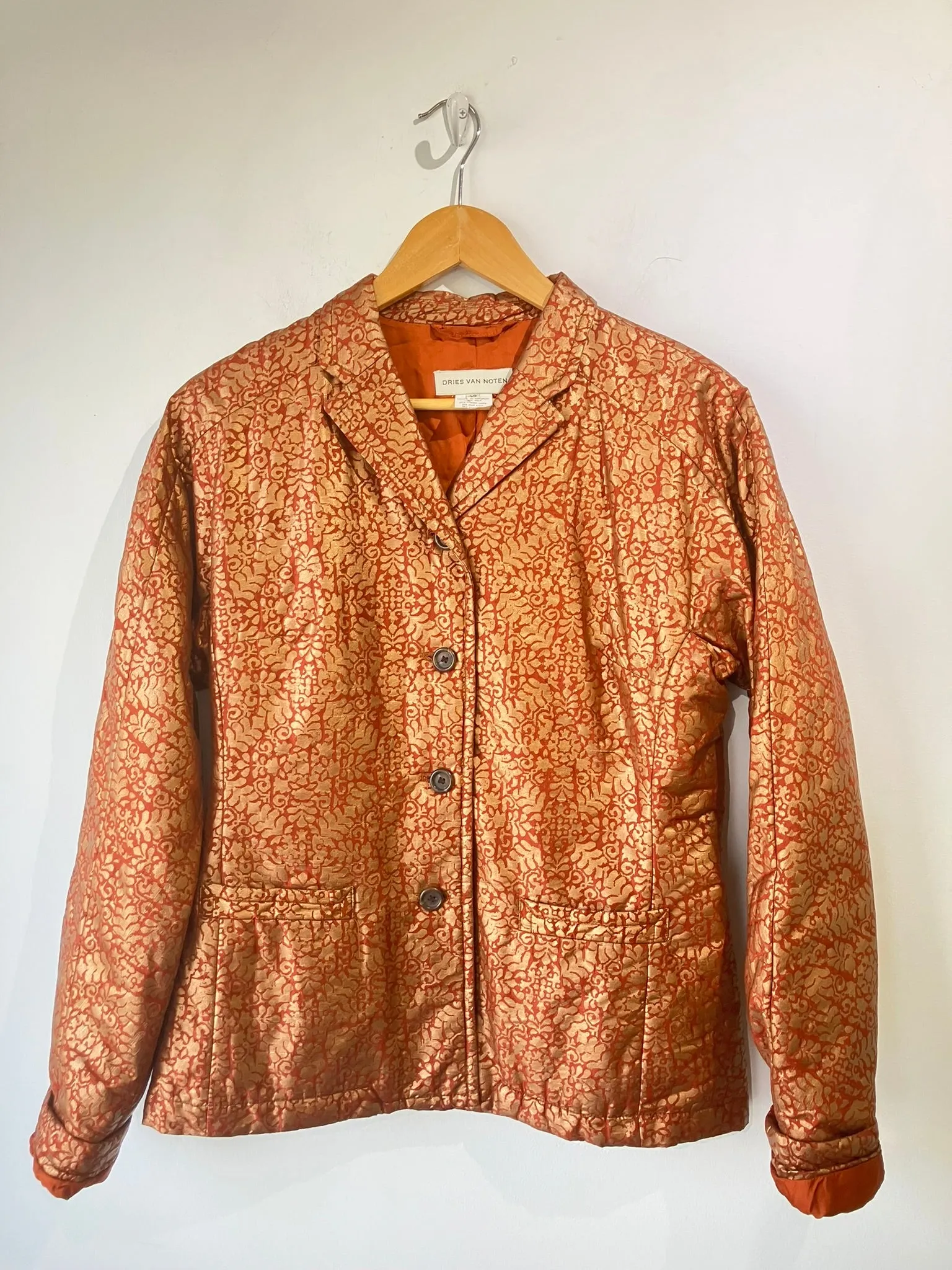 Vintage Dries van Noten Rust Gold Quilted Blazer