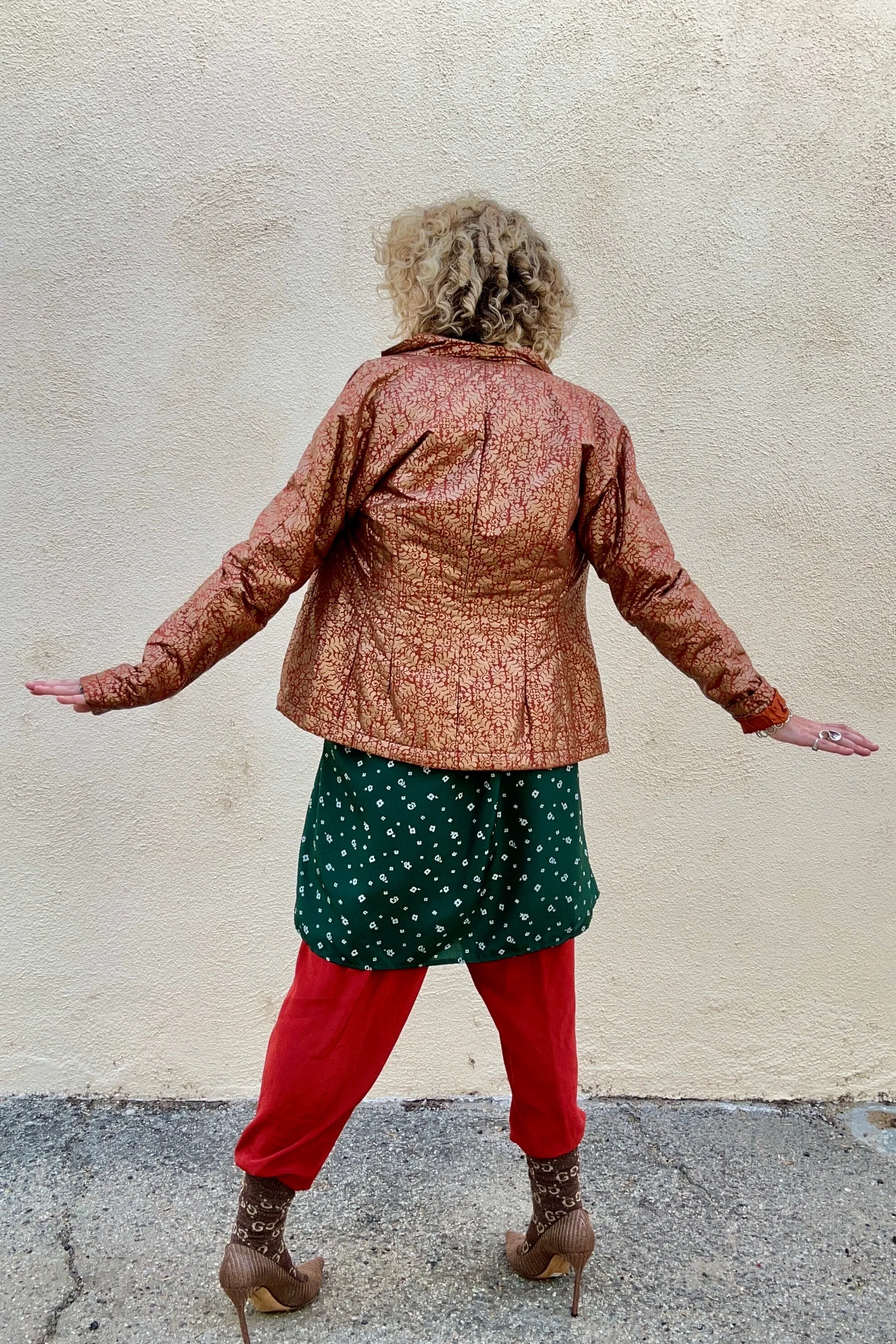 Vintage Dries van Noten Rust Gold Quilted Blazer