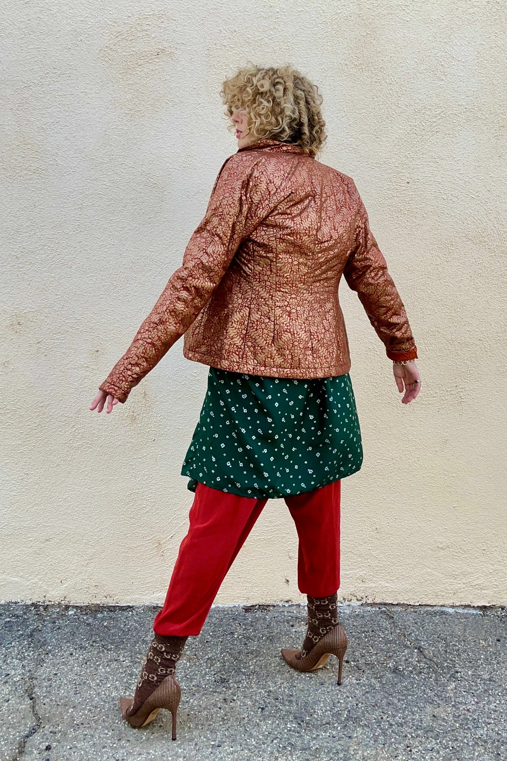 Vintage Dries van Noten Rust Gold Quilted Blazer
