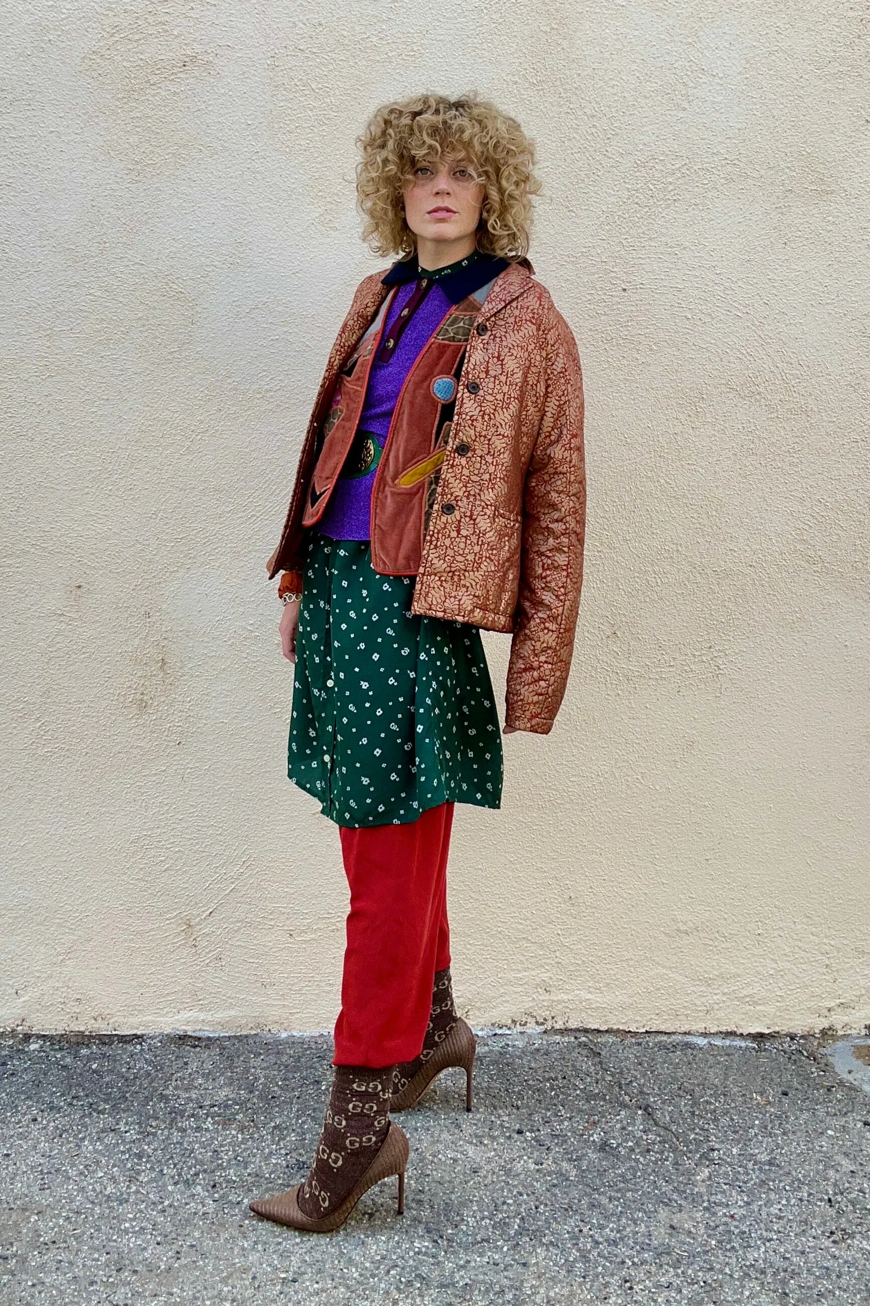Vintage Dries van Noten Rust Gold Quilted Blazer