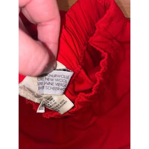 Vintage Escada Red Pencil Skirt 100% Wool elastic waist in Germany Size 4/6