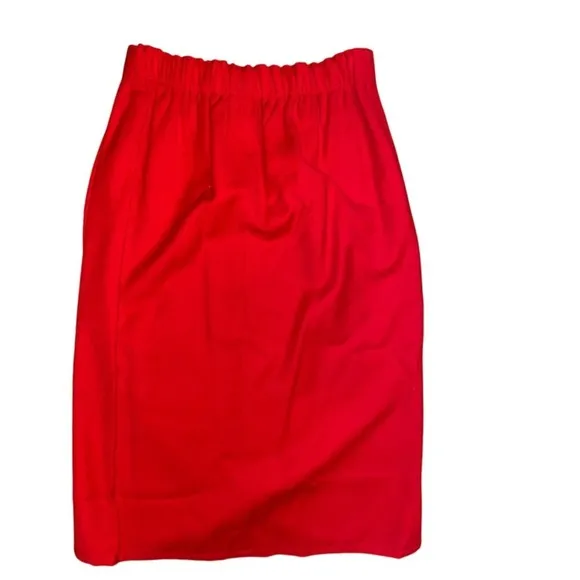Vintage Escada Red Pencil Skirt 100% Wool elastic waist in Germany Size 4/6