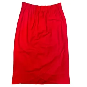 Vintage Escada Red Pencil Skirt 100% Wool elastic waist in Germany Size 4/6