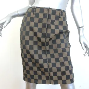 Vintage Fendi Checkerboard Zucca Pencil Skirt Brown Size 44
