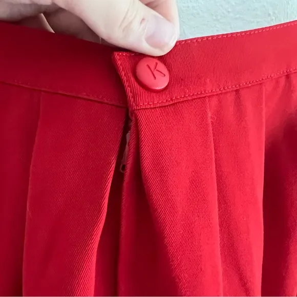 Vintage Krizia Red Pencil Skirt Made in Italy 100% Wool Size 40