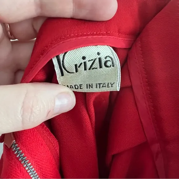 Vintage Krizia Red Pencil Skirt Made in Italy 100% Wool Size 40