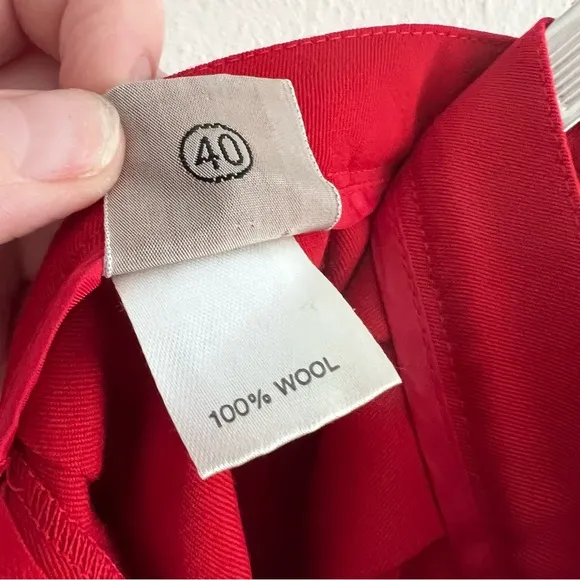 Vintage Krizia Red Pencil Skirt Made in Italy 100% Wool Size 40