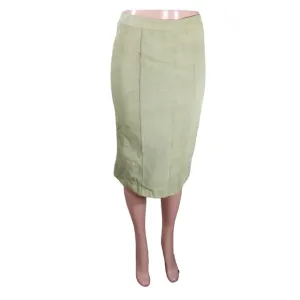 Vintage Leathers by Tibor Skirt Size 14 Light Green Pencil Cut Suede