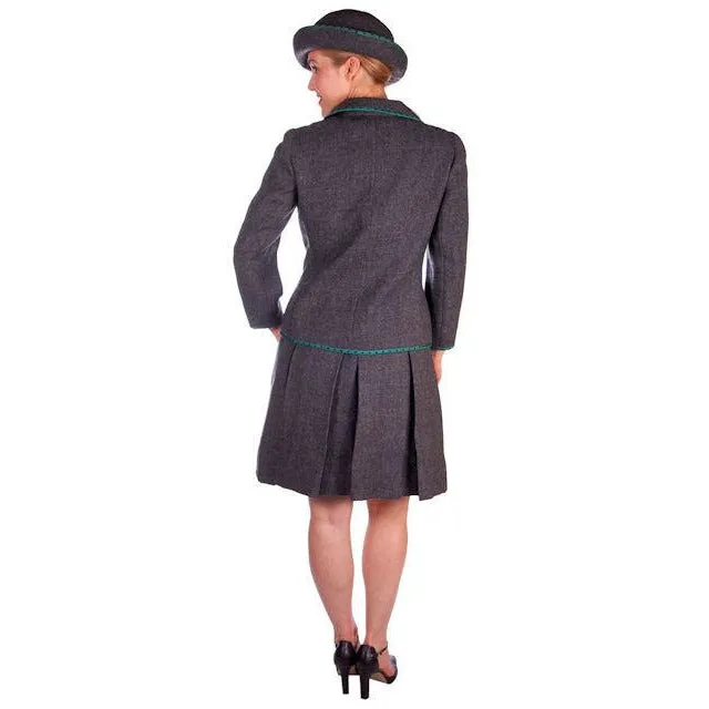 Vintage Nina Ricci Paris Couture 1950s Gray Wool Dress Suit and Hat  36-25-38