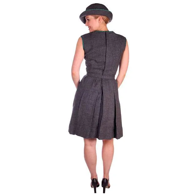 Vintage Nina Ricci Paris Couture 1950s Gray Wool Dress Suit and Hat  36-25-38