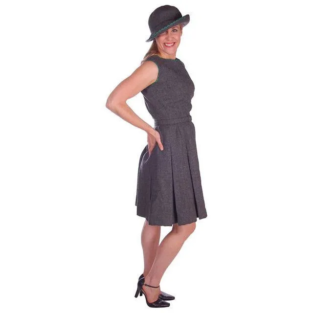 Vintage Nina Ricci Paris Couture 1950s Gray Wool Dress Suit and Hat  36-25-38