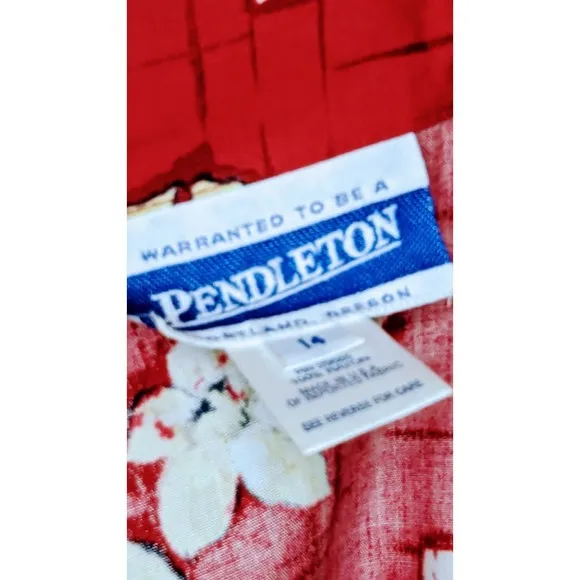 Vintage Rare Pendleton 90's Red Rayon Novelty Printed Skirt Set.