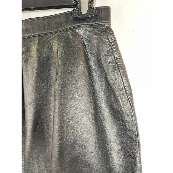 Vintage Rinzi Genuine Leather Black Pencil Skirt Size Medium