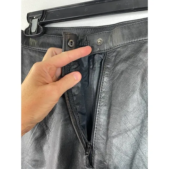 Vintage Rinzi Genuine Leather Black Pencil Skirt Size Medium