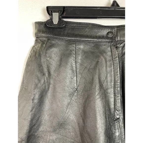 Vintage Rinzi Genuine Leather Black Pencil Skirt Size Medium