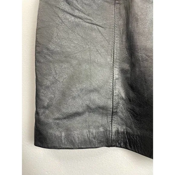 Vintage Rinzi Genuine Leather Black Pencil Skirt Size Medium