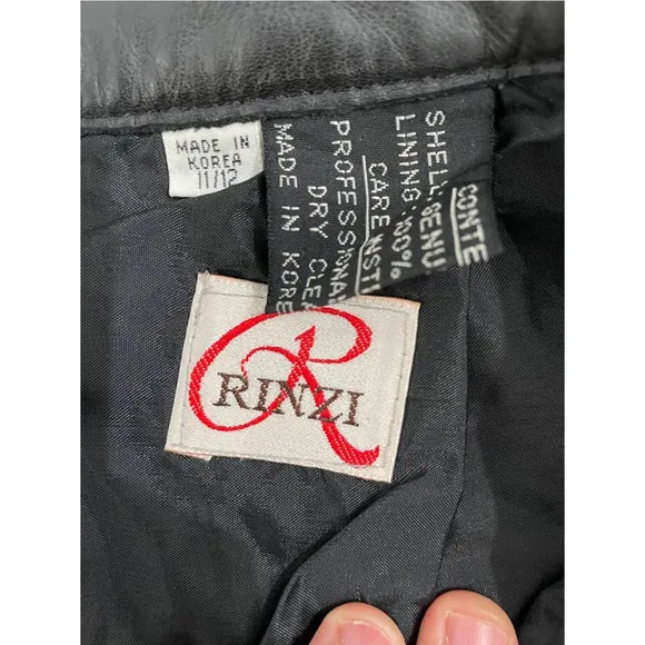 Vintage Rinzi Genuine Leather Black Pencil Skirt Size Medium
