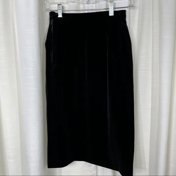 Vintage Saint Laurent rive gauche black velvet pencil skirt