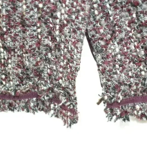 Vintage Talbots Gray &amp; Aubergine Purple Fringe Boucle Weave Tweed Pencil Skirt 4