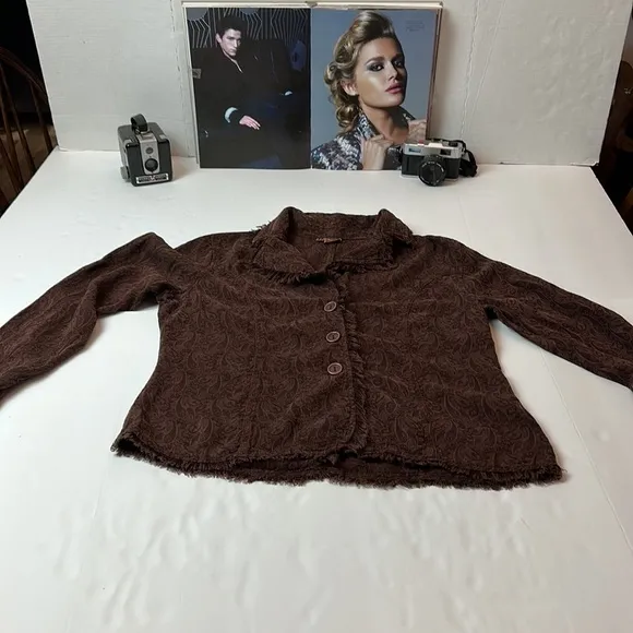 Vintage Tianello frayed paisley blazer cropped jacket