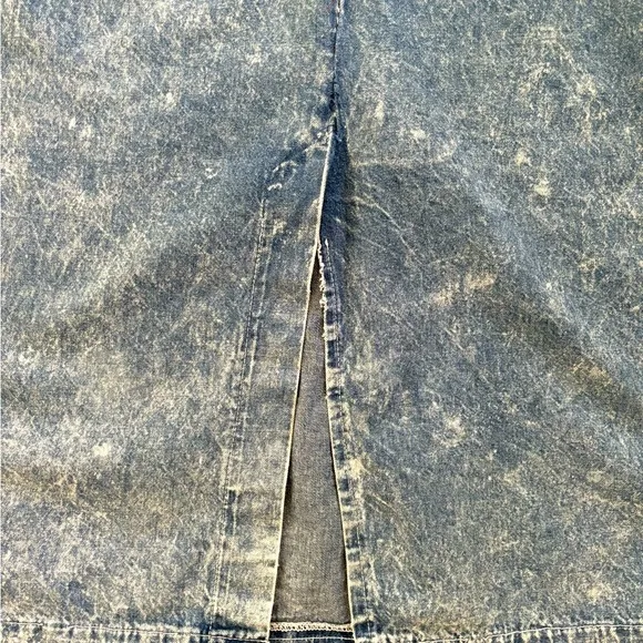 VTG 80’s Pam Sloane Acid Wash MIDI Pencil Skirt Sz 13/14 Back Split 100% Cotton