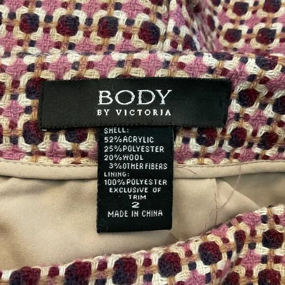 VTG Y2K Body by Victoria Button Pencil Skirt  pink tweed office siren sexy sz 2