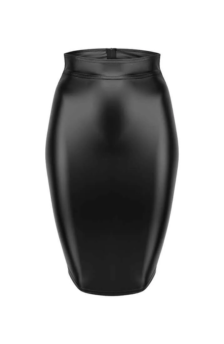 Wet look pencil skirt with lace-up - Attention Please!