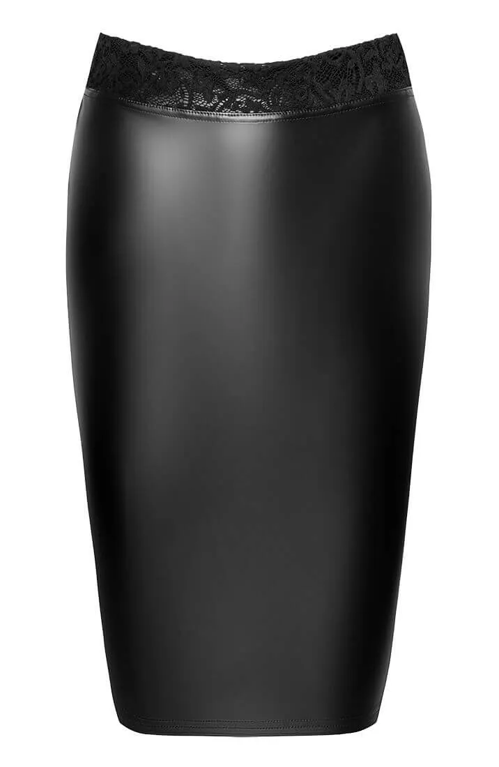 Wet look X lace pencil skirt - Nymphomania