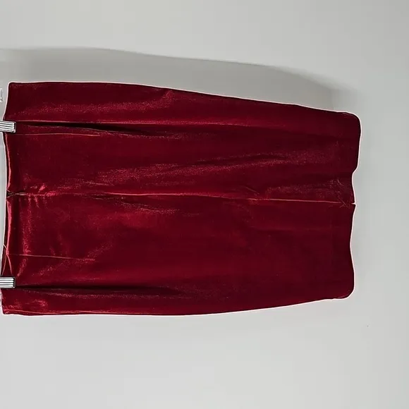 WHBM Cranberry Red Velvet Bodycon Pencil Skirt w Back Zip &amp; Slit