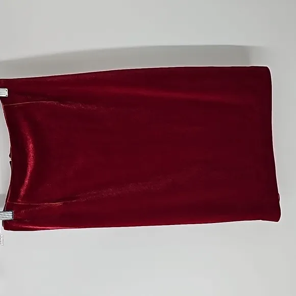 WHBM Cranberry Red Velvet Bodycon Pencil Skirt w Back Zip &amp; Slit