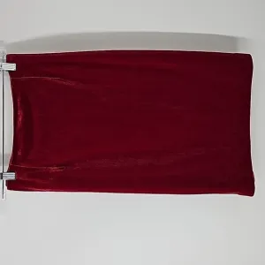 WHBM Cranberry Red Velvet Bodycon Pencil Skirt w Back Zip &amp; Slit