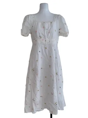 White Floral A-Line Dress