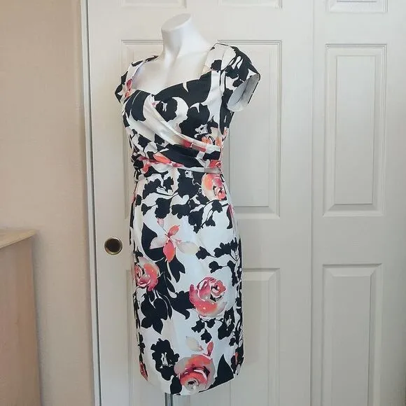 White House Black Market floral sheath dress sz 8