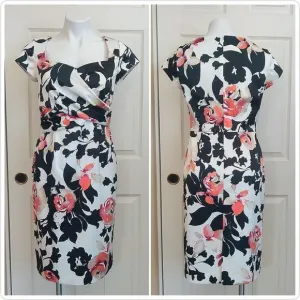 White House Black Market floral sheath dress sz 8