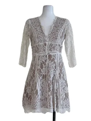 White Latte Floral A-Line Dress