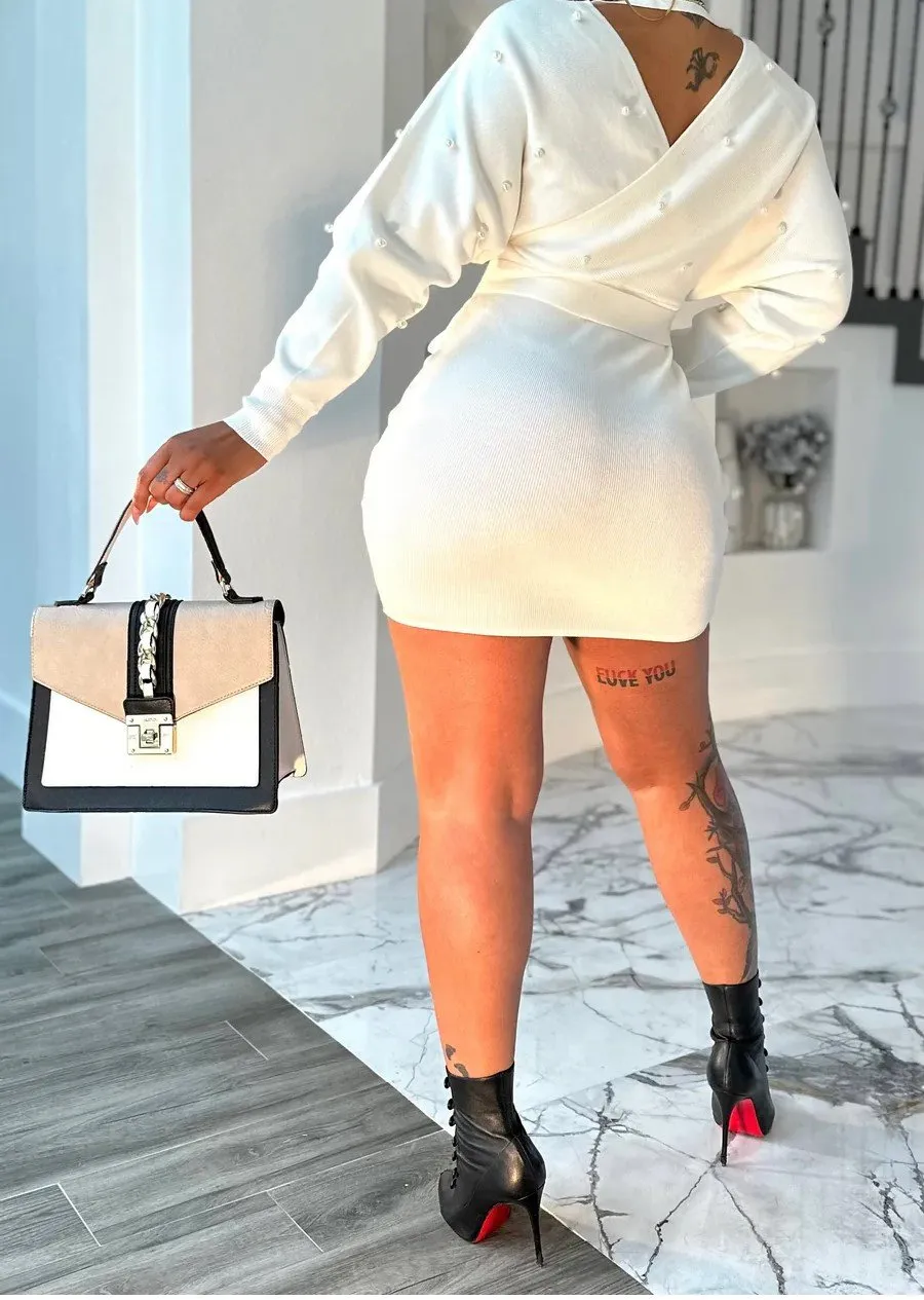 White pearl sheath dress