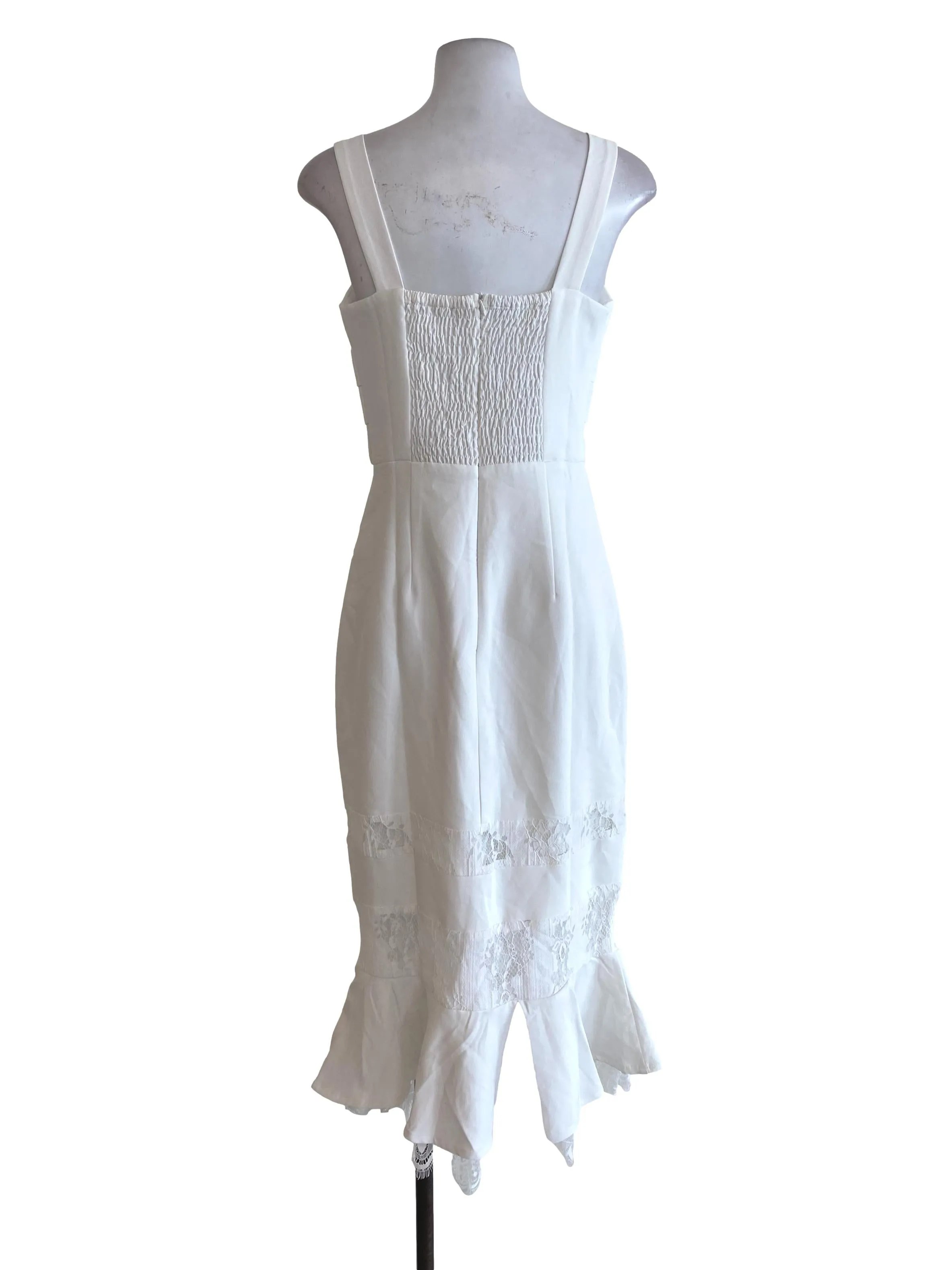 White Pleated Sheath Dress