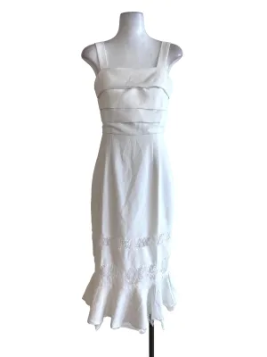 White Pleated Sheath Dress