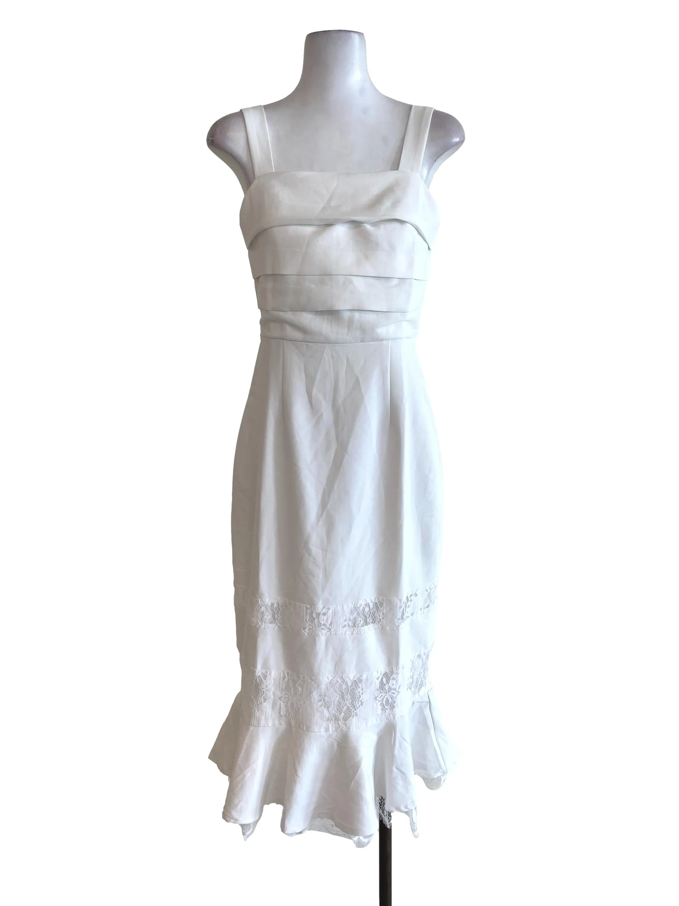 White Pleated Sheath Dress