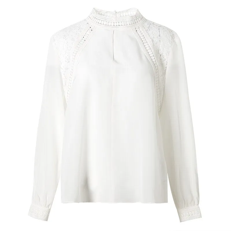 Women White Blouse 100% REAL SILK