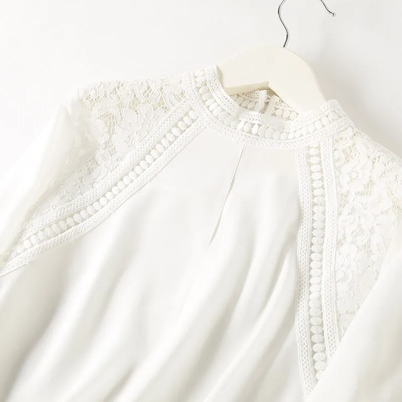 Women White Blouse 100% REAL SILK