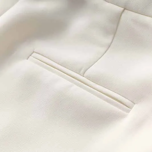 Women White fitted Blazer   Mid-High Rise Flare Trousers Suit Pantsuit