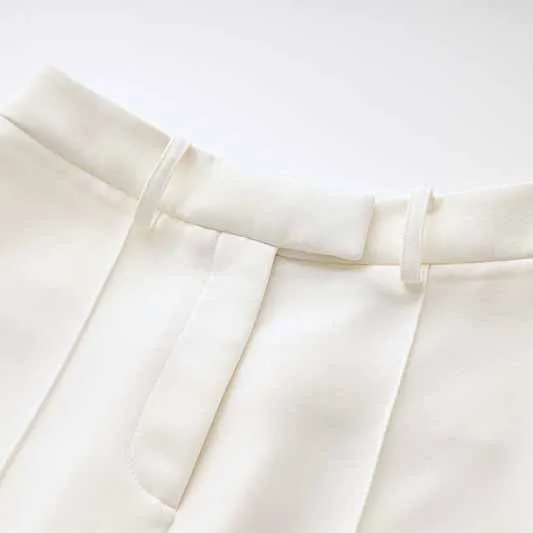 Women White fitted Blazer   Mid-High Rise Flare Trousers Suit Pantsuit